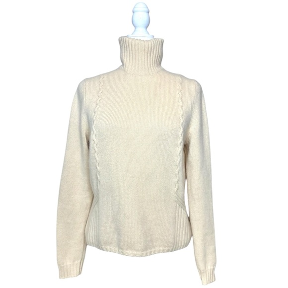 Vintage Cashmere Turtleneck Sweater Fits size Small Cream Y2K Classic - Picture 14 of 14